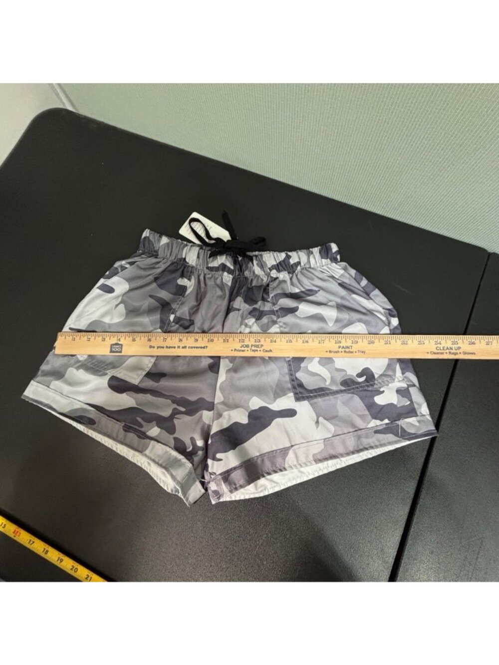 NWT Sucrefas Men’s Gray Camo Drawstring Cotton Blend Shorts Size L - Picture 4 of 10